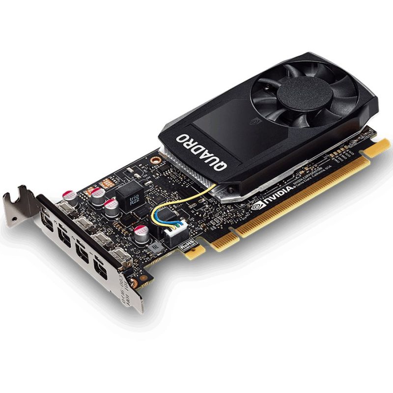 PNY NVIDIA QUADRO P1000 4GB GDDR5, 128-bit, PCIEx16 3.0, mini DP 1.4 x4, Active cooling, TDP 47W, LP, Retail (4 × mDP to DP, 1 x mDP to DVI-
