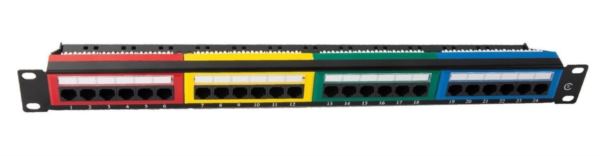 NaviaTec CAT6 Unshielded Colorful Patch Panel with Back Bar, 1U