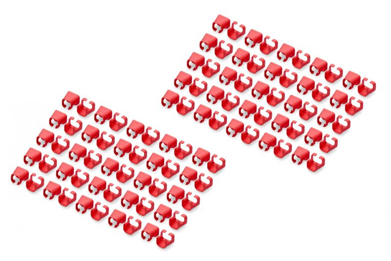 Coloured clip for RJ45 plug, red, pack of 100 pcs.