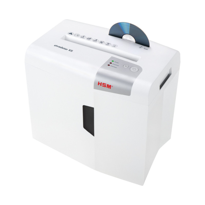 HSM shredstar X5 uništavač dokumenata + CD medija, trakasti i poprečni rez, 4.5×30mm, razina sigurnosti E-2/F-1/O-1/P-4/T-2, kapacitet 18l