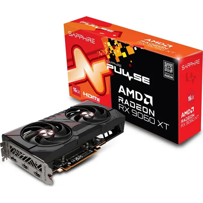 Sapphire Pulse Gaming Radeon RX 9060 XT 16GB GDDR6, PCIe 5.0x16, 2×HDMI/1×DP