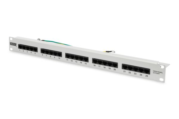 Digitus CAT 3 ISDN Patch Panel, unshielded 25 port, grey