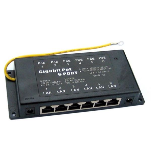 MaxLink 6-Port Passive Gigabit PoE Injector