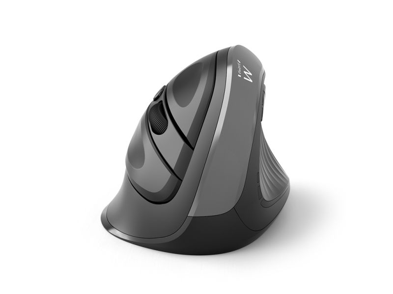Mouse Ewent Wireless Ergonomic Vertical, 2400dpi, Black, USB