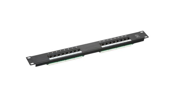 NaviaTec Cat6 Unshielded 16-Port Patch Panel, Black