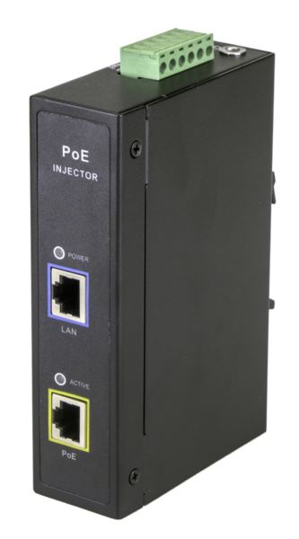 MaxLink DIN60 PoE injector - 12-48VDC, 802.3af at bt, 55V, 1.1A, 60W, 1Gbit