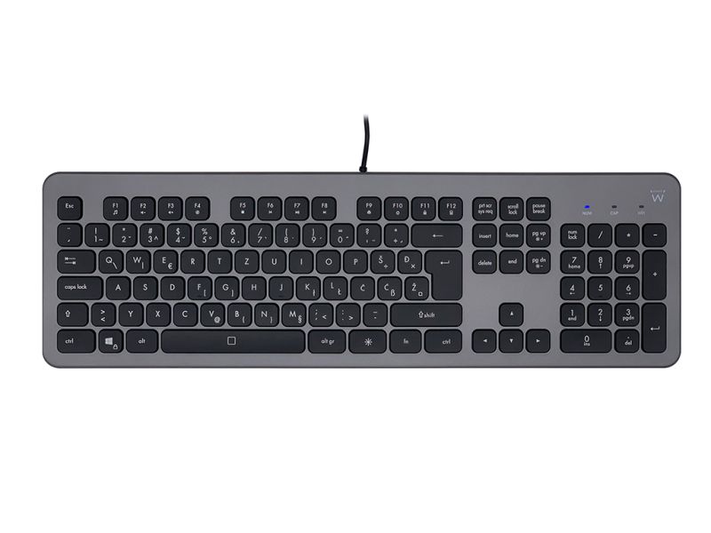 Keyboard Ewent Wired Illuminated Scissor, Black, USB, SLO