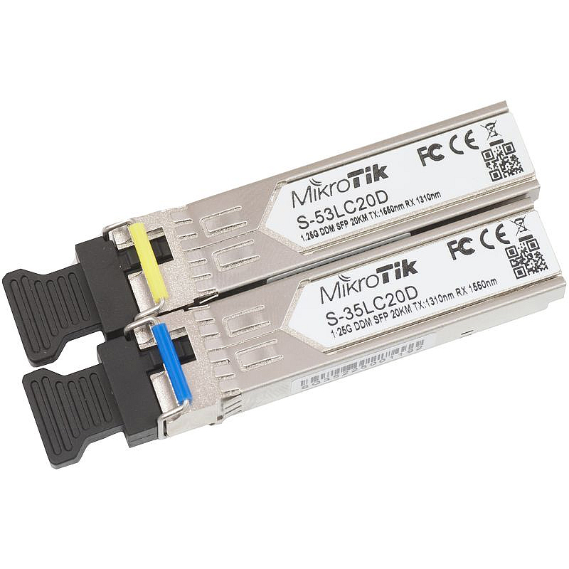 Mikrotik SFP modul Par, S-35LC20D (1.25G SM 20km T1310nm/R1550nm) + S-53LC20D (1.25G SM 20km T1550nm/R1310nm)