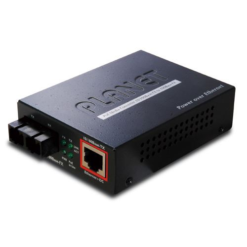 Planet 802.3af PoE 100Mbps RJ45 to 100Base-FX (SC, SM)-15km Media Converter