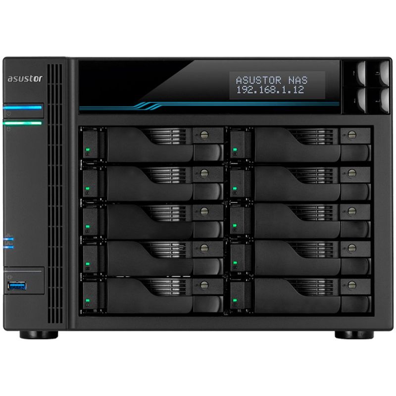 ASUSTOR NAS AS6510T Lockerstor10 10x 3.5'' 2x M.2 cache 2x 10Gbe + 2x 2.5Gbe Atom QuadCore C3538 2.1GHz 8GB single PSU desktop