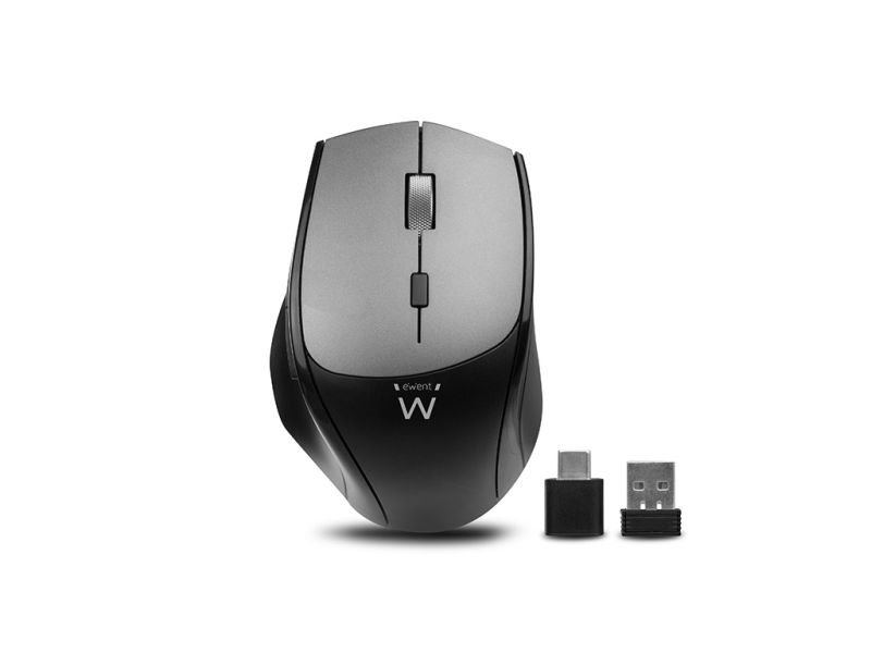 Mouse Ewent Dual-Connect Silent Wireless, USB-A, USB-C, 2400dpi, black